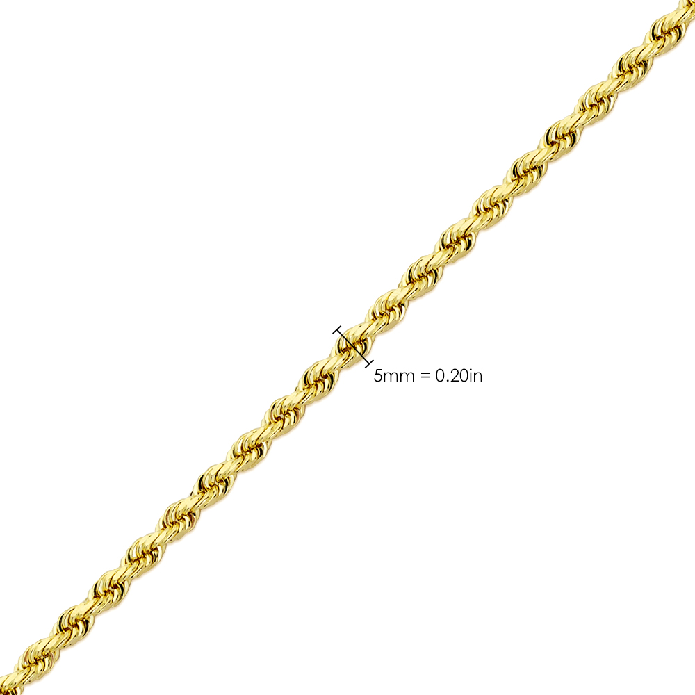 14K Yellow Gold Hollow Rope Chain Necklace (5mm, 24 inch) - image 3 of 4
