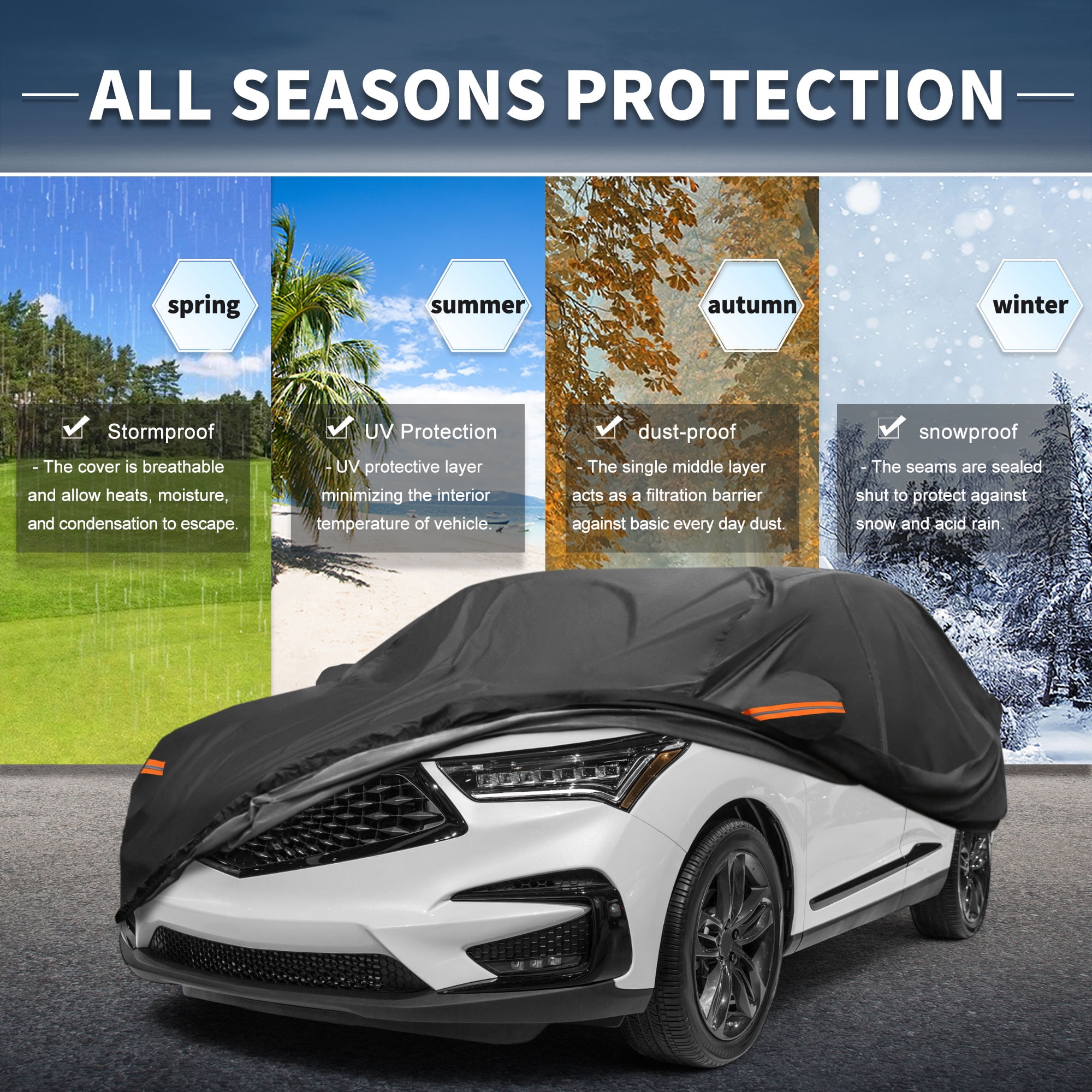 Unique Bargains 210D-PU Car Cover Black for Acura RDX 190.94"x75.2"x59.06"