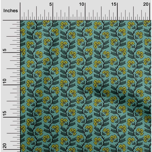 oneOone Georgette Viscose Fabric Leaves & Floral Block Print Fabric BTY 42 Inch Wide