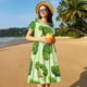 thumbnail image 4 of Fotbe Broccoli 3 Vestido Largo de Moda para Mujer, Vestido Tipo Camiseta con Manga Corta y Estilo Casual a Rayas y Bloques de Color, 4 of 6