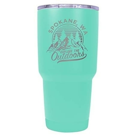 

R and R Imports Spokane Washington Souvenir Laser Engraved 24 oz Insulated Stainless Steel Tumbler Seafoam.