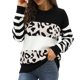 thumbnail image 1 of Gibobby Suéter Divertido de Manga Larga con Cuello Rojoondo de manga larga con cuello Rojoondo para mujer, suéter de punto con estampado de leopardo a la moda (Multicolor, M), 1 of 3