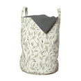 thumbnail image 1 of Floral Laundry Bag, Illustration of Curling Branches with Striped Leaves Botanical Ornaments, Basket with Handles Drawstring Closure for Laundromats, 13" x 19", Eggshell Pale Sepia, by Ambesonne, 1 of 4