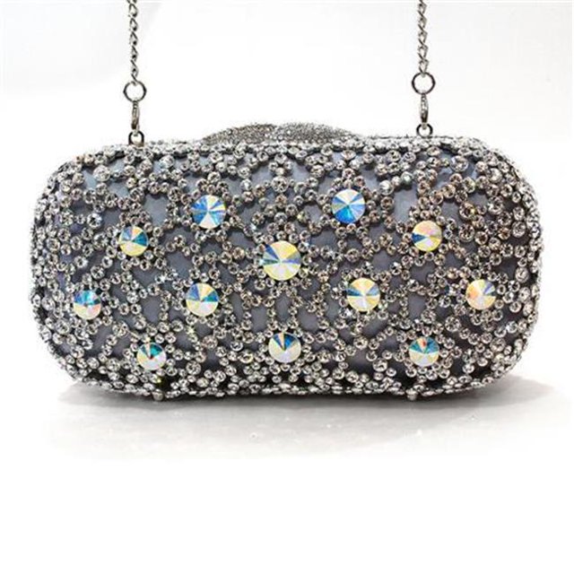 Alamode LO2364 Pochette en Métal Imitation Rhodium Blanc pour Femmes avec Cristal de Qualité Supérieure en Blanc