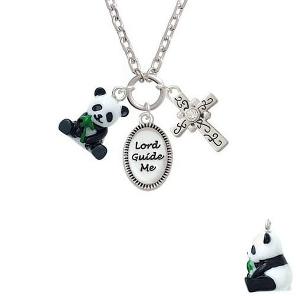 Resin Panda Bear Lord Guide Me & Crystal Cross - Zoe Necklace