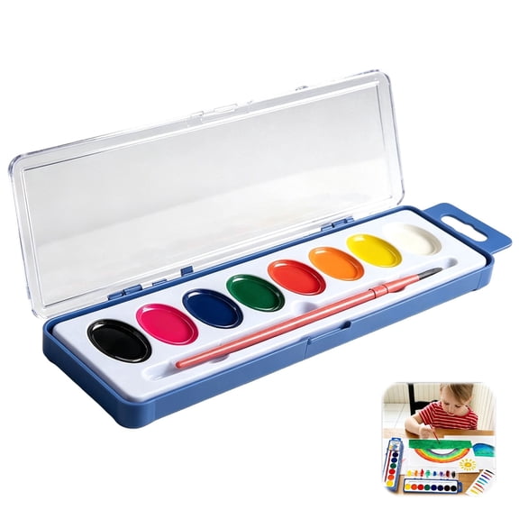 Watercolor Paint Set - 8 Color Washable Watercolor Kit with Paintbrush, Portable Art Supplies for Classroom Crafts Party Favors Birthday Creative Painting Activities