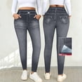 thumbnail image 4 of uublik Pants Leggings for Women High Waisted Jeggings Pants Stretchy Skinny Pants Leggings Denim Pants, Gray, 4 of 6