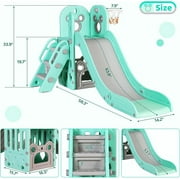 LAZY BUDDY 4 in 1 Toddler Slide & Climber Playset with Basketball Hoop, Non-Slip Steps, Indoor Outdoor Kids Toy