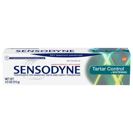 Sensodyne Tartar Control plus Whitening Fluoride Toothpaste for Sensitive Teeth, 4
