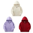thumbnail image 5 of GYRATEDREAM Unisex Kids Soft Brushed Fleece Basic Hooded Sweatshirt Full Zip-Up Hoodie Sweater Jacket for Boys or Girls 4-5Y Purple, 5 of 5