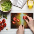 thumbnail image 4 of Landscape Cutting Board, Vivid Thunder in Apocalyptic Sky Judgement Day End of World Themed Art, Decorative Tempered Glass Cutting and Serving Board, Small Size, Yellow Brown, by Ambesonne, 4 of 5