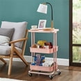 thumbnail image 2 of Pemberly Row 2-Tier Table Top Plastic Storage Trolley Rolling Cart in Pink, 2 of 13