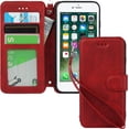 thumbnail image 6 of for iPhone 7/8/iPhone SE 2nd 2020 Wallet Case with Card Holder Slots,Kickstand Phone Cover Premium Leather Magnetic Closure Slim Flip Shockproof Wrist Strap Case for iPhone 7 4.7",Wine Red, 6 of 7
