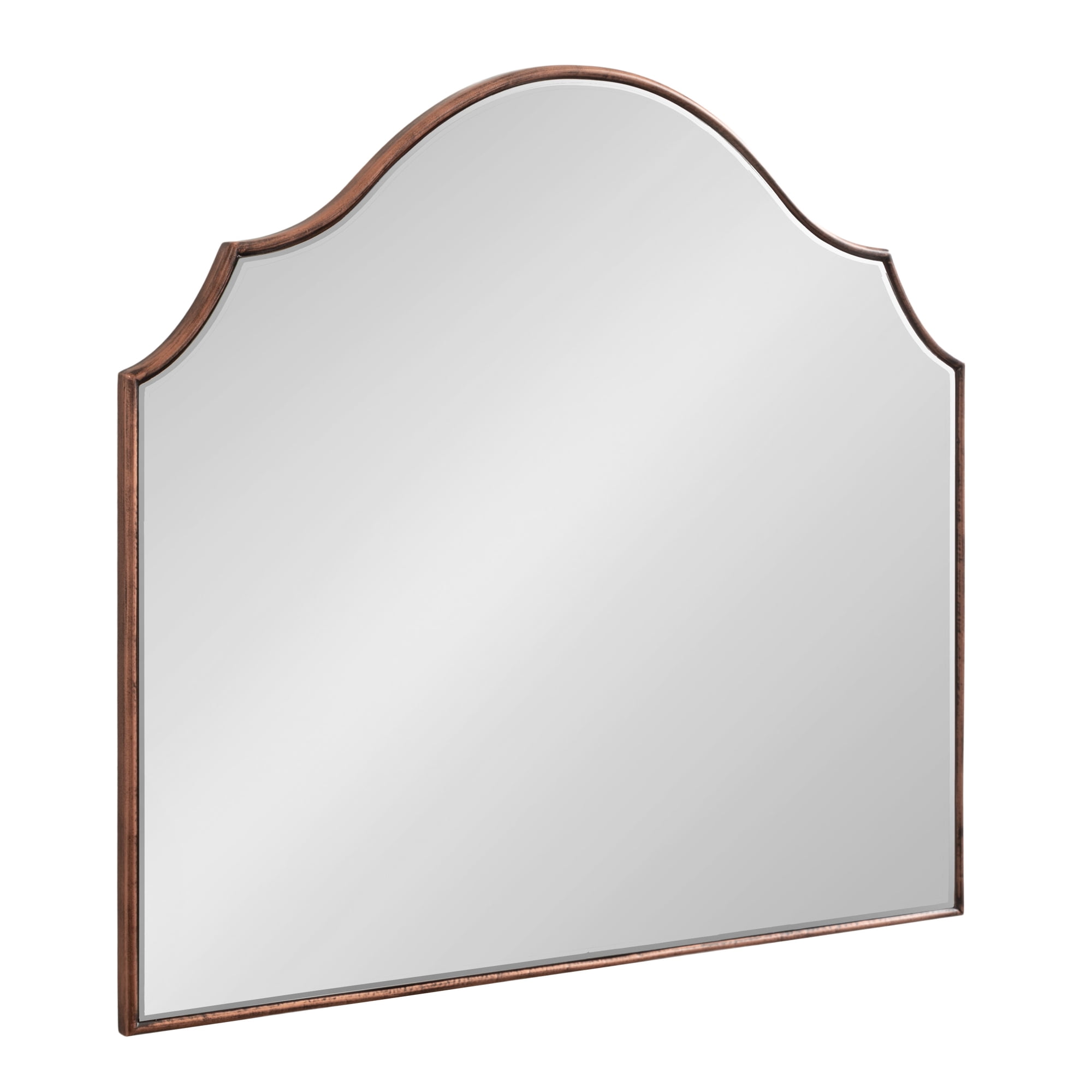 Kate and Laurel Leanna Glam Wide Horizontal Arch Wall Mirror, 32 x 28, Bronze, Sophisticated Arched Bathroom Vanity Mirror with Soft Scallops and Slim Frame