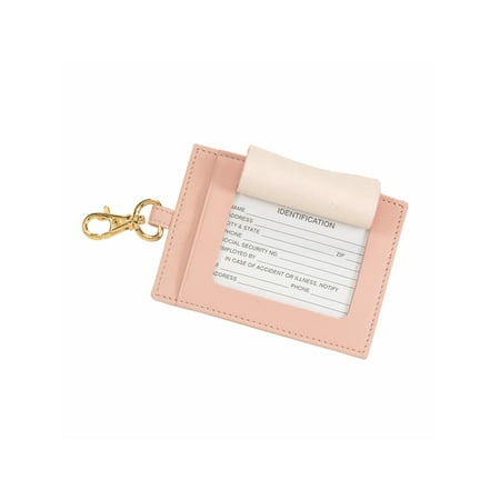 Royce The Big - Luggage tag - with window - hook - 5.98 in x 3.98 in - rectangular - carnation pink - top-grain cowhide nappa leather