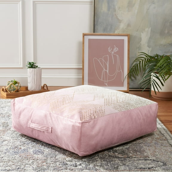 SAFAVIEH Sarla Diamond Floor Pillow, 26" x 26", Pink/Gold
