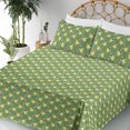 thumbnail image 3 of Ambesonne Lemon Print Fitted & Flat Sheet with Sham 3 Pcs Set, Vintage Citrus Pattern, Twin XL, Fern Green and Yellow, 3 of 5