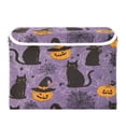 thumbnail image 7 of Yayeee Collapsible Cube Storage Bin with Lid Fabric Closet Decorative Basket with Handles, Purple Halloween Black Cat, 7 of 7