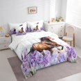 thumbnail image 4 of Homewish Rustic Brown Horse Twin Bedding Sets 7-Piece, Purple Lavender Floral Bedding Comforter Set, Fashion Animal Sheet Sets, Lightweight Room Decor, 4 of 8