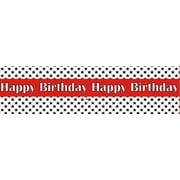 Happy Birthday Edible Black Stars Cake Border Decoration Banner - Red