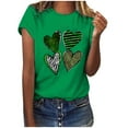 thumbnail image 1 of TopLLC St. Patrick's Day Patricks Day Chemises pour Femmes Hauts de Sarrau St Patricks Day Mode pour Dames St. Cœur Imprimé Léopard Manches Courtes Col Rond Chemise Femme Décontractée Ample, 1 of 4