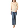 thumbnail image 2 of Allegra K Women's Tie Neck Ruffle Neck Blouse Puff Sleeve Ruffle Cuff Solid Tops S Apricot, 2 of 5
