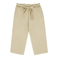 thumbnail image 2 of Favoffer Big Girls Pants Linen Cotton Smocked High Waist Loose Fit Wide Leg Capri Bottoms With Pockets Casual Long Trousers for Daily Wear 4-14Y, 2 of 8