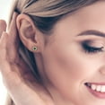 thumbnail image 5 of 1.18 ct Screw-Back Stud Earrings for Women | 5mm Round Cut Simulated Emerald | 18K Rose Gold, 5 of 5