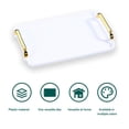 thumbnail image 5 of Serving Tray with Gold Handles, Plastic Rectangular Decorative Tray for Bar, Living Room, Bathroom, Kitchen, Tray Decor for Party, Coffee, Tea, Cake 16x8.7x1.4 Inch - White, 5 of 5