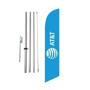 New AT&T wireless logo 15' Feather Banner Swooper Flag Kit w/ pole spike blue