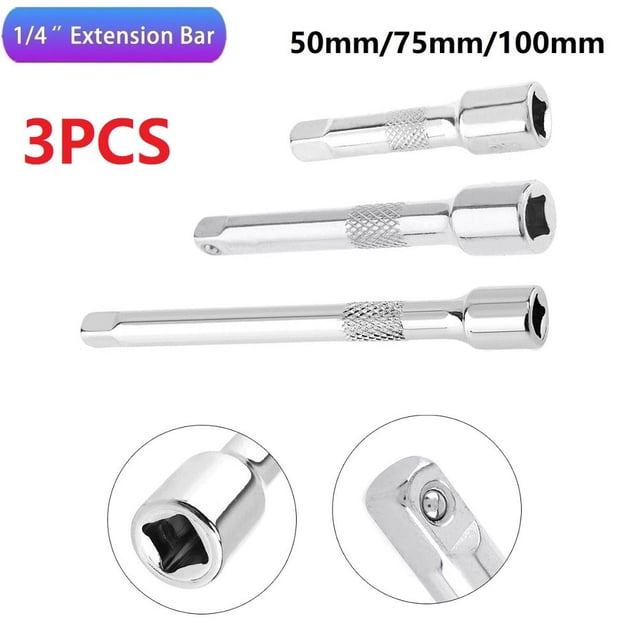 1/4Inch Chromed Steel Extension Bar Ratchet Socket Wrench Adapter 50 75 100Mm Hand Hand Tools Long Bar Socket Extend
