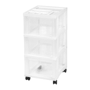 IRIS 3-Drawer Rolling Storage Cart with Organizer Top, White