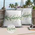 thumbnail image 2 of Eucalyptus Leaf Outdoor Pillow Covers Pack of 2 Watercolor Spring Green Leaf Black Plaid Waterproof Throw Pillow Covers Decorative Cushion Cases for Patio Garden Tent Balcony Couch 18x18 inch, 2 of 9