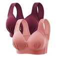thumbnail image 1 of ylioge 2 Pack Plus Size Womens Bras 36-46 Wireless Push Up Support Bralettes Ladies Multipack Breathable Full Coverage Underwear Bra, 1 of 2