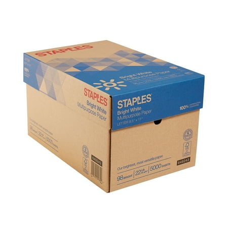 Staples 8.5  x 11  Multipurpose Paper 22 lbs 98 Brightness 500/RM 10 RM/CT 22098