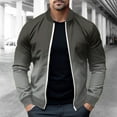 thumbnail image 2 of YLSDY Men's Ombre Bomber Jacket Long Sleeve Zipper Up Outwear Gradient Fashion Streetwear Coat Daily Wear Spring Gray S, 2 of 5
