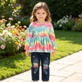 thumbnail image 6 of Toddler Girls 2 Piece Casual Outfit Set Tie Dye Long Sleeve Top and Denim Jeans for 6-12 Months 12-24 Months 2t 3t 4t 5t 6t 7t 8t 9t Children 5-6 Years, 6 of 9