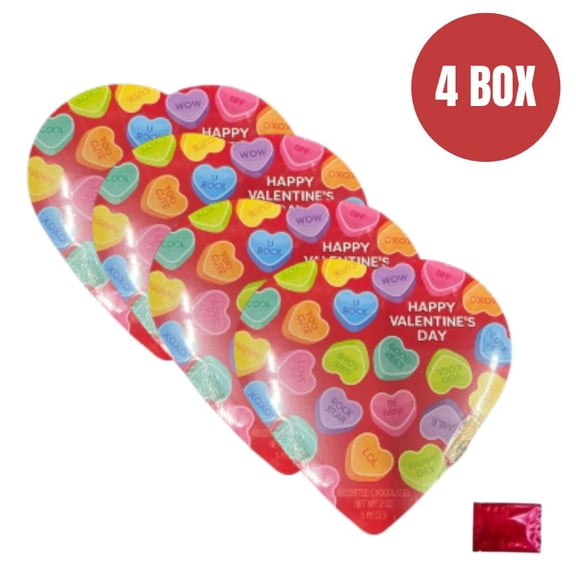 Elmer Chocolate Heart Box Assorted Chocolates, Conversation Hearts Design, 5 Piece Variety Gift, 2 oz   LaPrima Morceau Bonbon Bonus