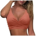 thumbnail image 4 of CAICJ98 Women's Bikini Top Lace Up Crisscross Swim Crop Tops High Neck Swimsuit Bra Padded Coffee,S, 4 of 5