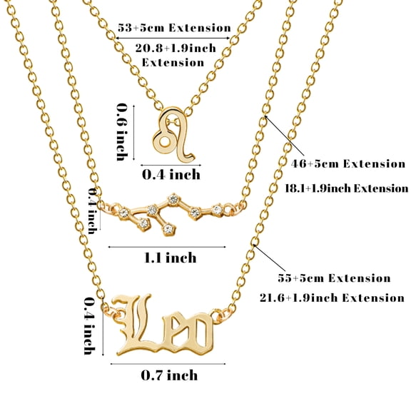 GROBRO7 Leo Zodiac Necklace withe Bracelet Earrings Jewellery Set for Birthday Mother's Day,9 Pieces