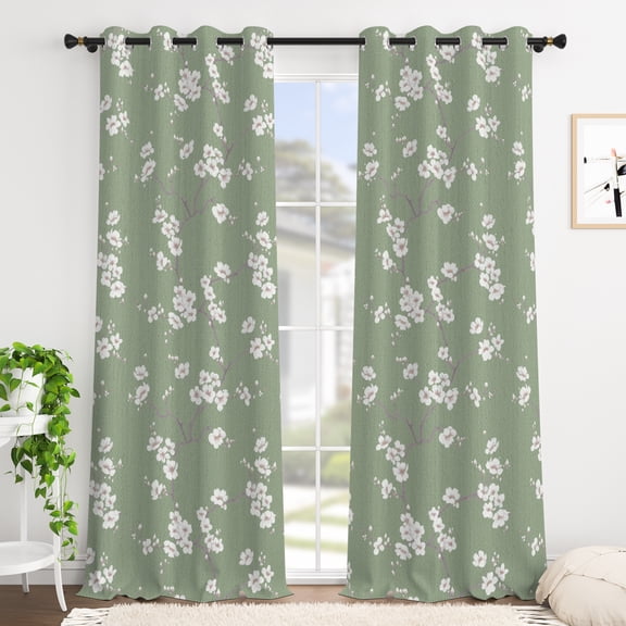 Tchckioa Vintage Boho Blackout Curtains for Apartment,Privacy Protection Grommet Window Drapes,42x63 Inch,2 Panels,Green