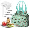 thumbnail image 4 of Dachshunds and Flowers Drawstring Lunch Bag Women - Drawstring Lunch Bag Insulated for Work Office - Stain-Resistant Large Lunchbags for Women with Multi-Pockets, 4 of 6