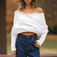 thumbnail image 2 of Women's Off-Shoulder Pullover Sweater – Long Sleeve Loose Knit Jumper with Multicolor Design, Versatile Neck for Everyday Wear All Seasons, 2 of 5