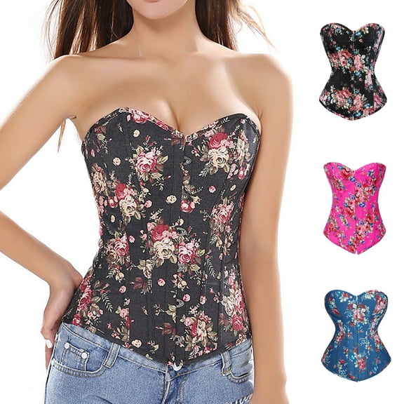 Elainilye Fashion Shapewear Tummy Control Women Sexy Patchwork Bandage Gothic Corset Bustier Shapewear Crop Top,Pink