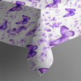 thumbnail image 3 of White Purple Butterfly Flower Pattern Rectangle Tablecloth 60"x84",Waterproof Polyester Rectangle Table Cloth, Wipeable Spillproof Polyester Tablecloth for Dining, Camping, Indoor and Outdoor, 3 of 5