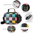 thumbnail image 3 of FORMRS Student Lunch Bag Insulated Reusable Cooler Box with Zipper Pockets, Pink Checkered Pattern, 3 of 9