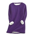 thumbnail image 2 of Purple Plus Size Blouses for Women, Long Sleeve Juniors Tops, Polyester Lightweight Button Down Shirt Women, Women Casaul Thick Fleece Sweatshirt Winter Velvet Warm O-neck Underwear Top, 2 of 7