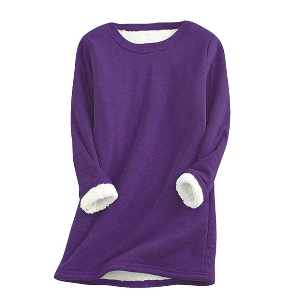 Sudadera informal de felpa gruesa para mujer, cálida, de terciopelo, con cuello redondo, para el invierno, prenda interior.