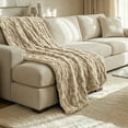 thumbnail image 2 of Regal Living Soft Plush Faux Fur Fuzzy Throw, Cream Taupe, 50" x 60", 2 of 9