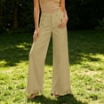 thumbnail image 2 of Women's High Waist Wide Leg Pants With Ruffle Hem Casual Loose Flared Trousers With Pockets, 2 of 5